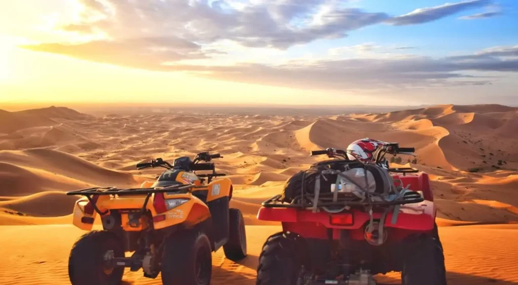 Quad biking in the Merzouga Sahara dunes Morocco