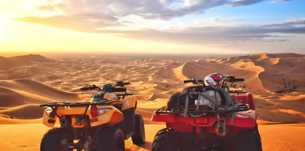 Quad biking in the Merzouga Sahara dunes Morocco
